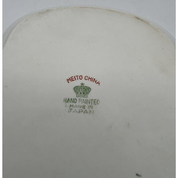 Candy Dish ceramic Meito China Hand Painted Japan Purple Iris Signed S. Moeda - Picture 5 of 5